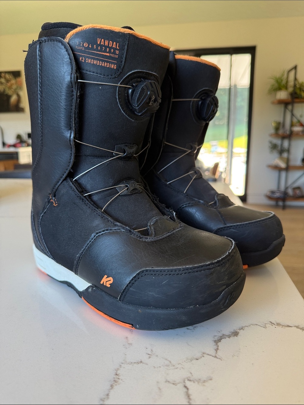 K2 Vandal Men's Black Snowboard Boots with Orange Accents